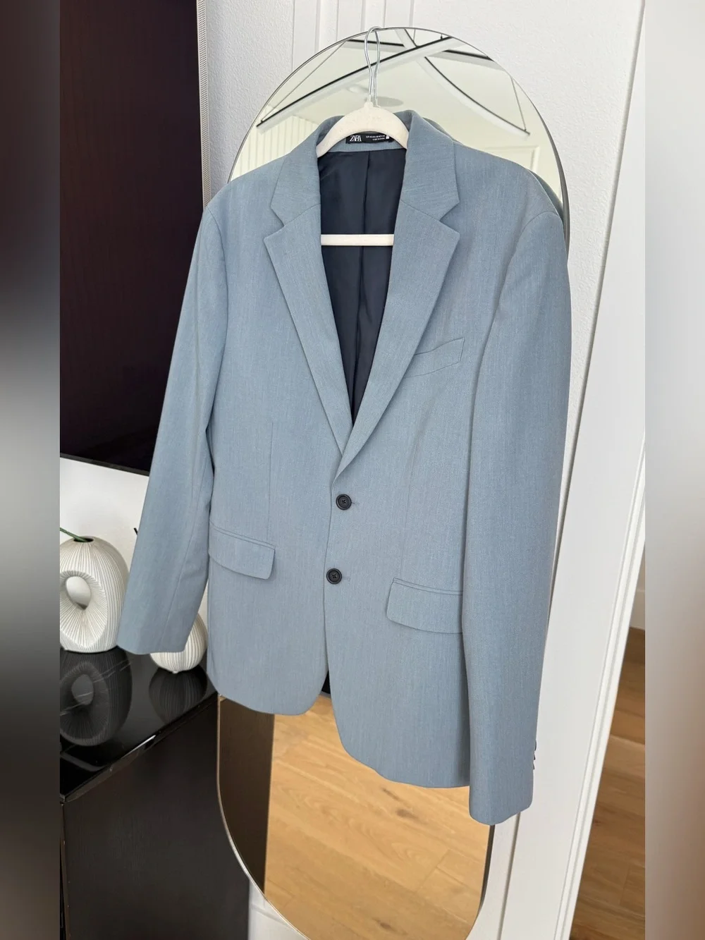 Zara Men's Light Gray Blazer Jacket Suit